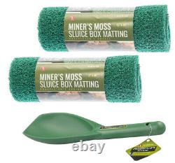 3PC Miner's Moss 12 x 36 Sluice Box Matting Prospector Sand Scoop Green