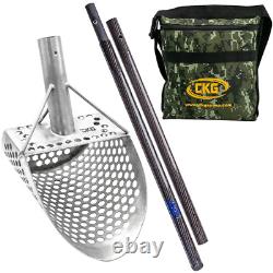 CKG 9 X 6 SAND SCOOP With CARBIN FIBER TRAVEL HANDLE METAL DETECTING SCOOP STAINL