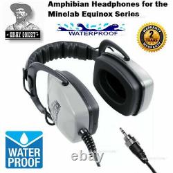 DetectorPro Gray Ghost Amphibian II Waterproof Headphones for Minelab Equinox