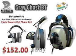 DetectorPro Gray Ghost BT Bluetooth Headphones Easily Answer Cell Phone Call