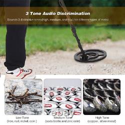 Durable Metal Detector with 8 Waterproof Coil, Headphone, Plus Accessories