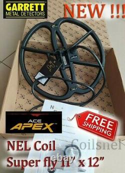 New! Coil Super Fly 11 x 12 for Metal Detector Garrett Ace Apex + cover + bolt