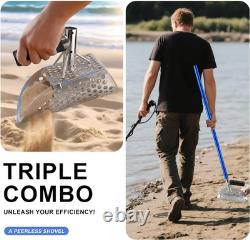 Sand Scoop with Long Carbon Fiber Handle, Heavy Duty Stainless Steel Metal Detect