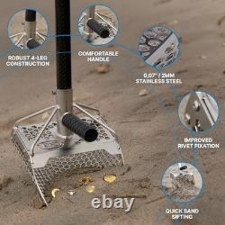 Stainless Steel 304 Metal Detecting Sand Scoop 11.5x7 Beach Sifter Shovel Handle