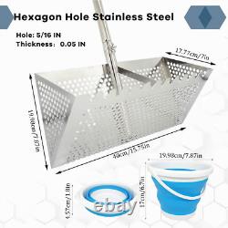 Stainless Steel Sand Scoop Beach Sifting Shovel Tool Metal Detecting + Handle