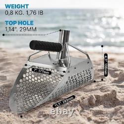 Stainless Steel Sand Scoop for Beach Metal Detecting with Carbon Fiber Handle